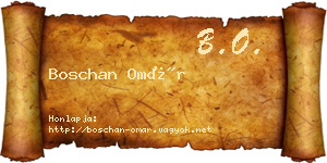 Boschan Omár névjegykártya